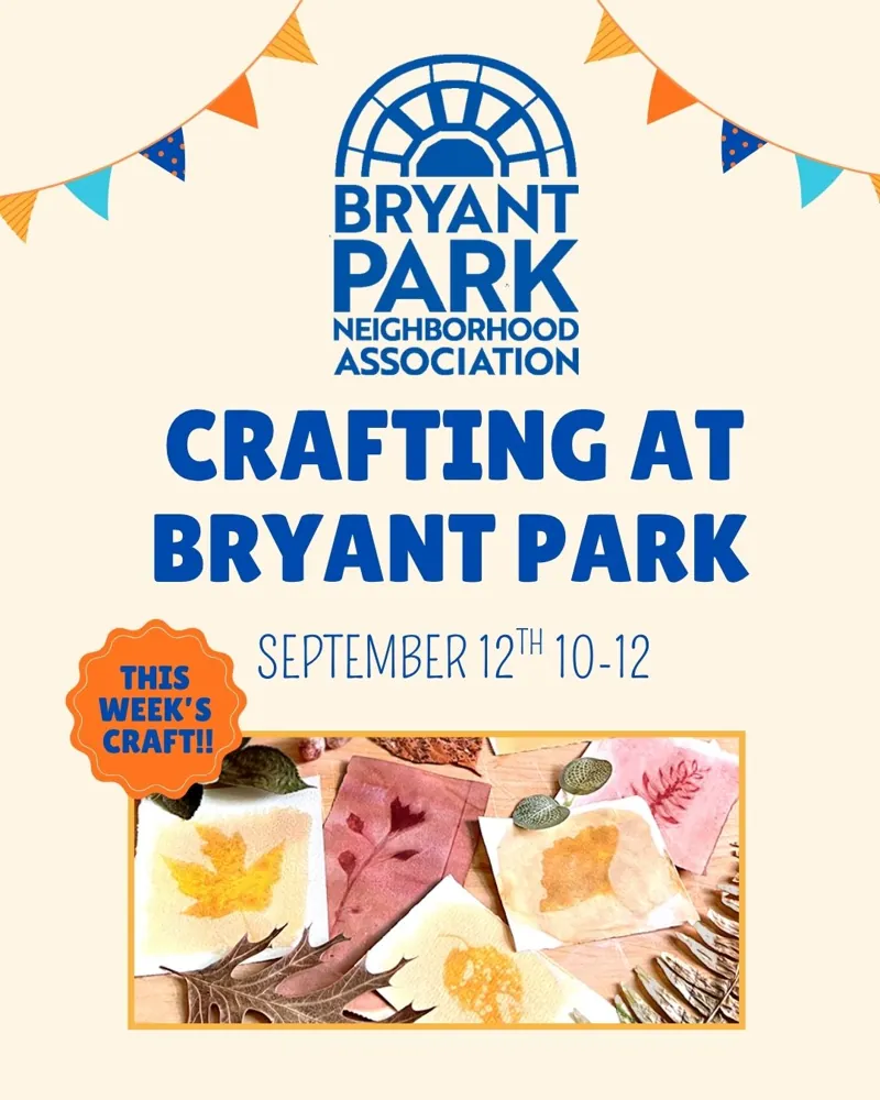 Flyer for Crafting at Bryant Park